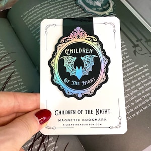 Magnetic bookmark with holographic effect, Children of the night, bat, vampire, Dracula, Gothic