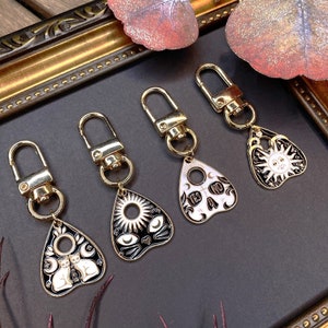 Pendentif Ouija planchette, porte-clés, or rose, sorcellerie, émail