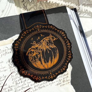 Samhain bookmark magnetic, magical pumpkin, metallic, holographic, witch, Halloween
