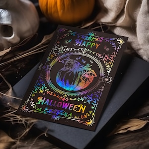 Halloween card, foil print, folding card, birthday card, art print, pumpkin,