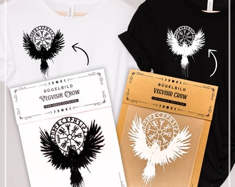 Vegvisir Krähe Bügelbild, mit Anleitung, Patch, DIY T-Shirt, Viking