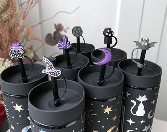 Witchy Halloween straw topper, straw cover, straw closure