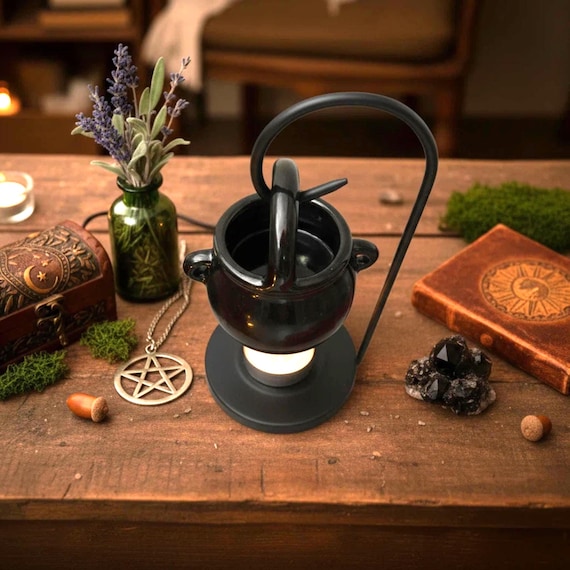 Duftlampe Hexenkessel hängend, Wachs Burner, Oil Burner, Wachswärmer, Aromadiffuser, Gothic, Witchy