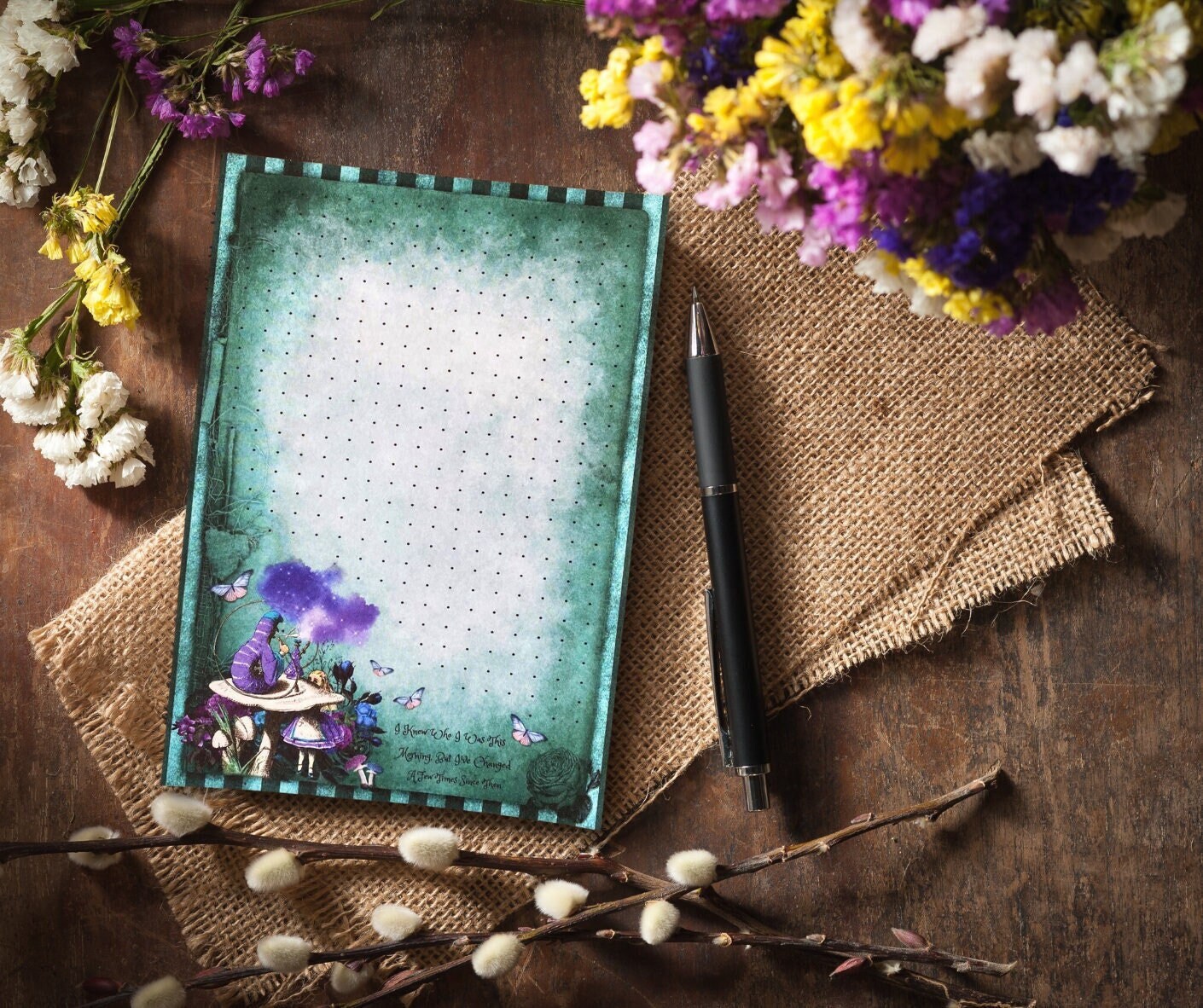 Notepad A5 / A6 Alice & Absolem, writing pad, to-do list, pad, natural paper, notebook, notes, 25 pages, dot grid, dotted