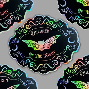 Autocollant chauve-souris, grand, holographique, autocollant holographique, Enfants de la nuit