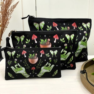 Borsa cosmetica Green Witch, beauty case, astuccio, borsa cosmetica, astuccio, borsa per progetti