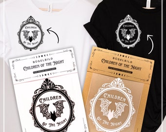 Fledermaus Bügelbild, Children of the night, Dracula, mit Anleitung, Patch, DIY T-Shirt