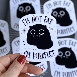 Katzen Sticker, groß, I'm not fat I'm purrfect, Aufkleber, positivity