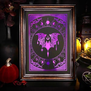 Impression sur feuille de chauve-souris, Halloween, impression d'art, art en feuille, impression d'art, image murale, décoration