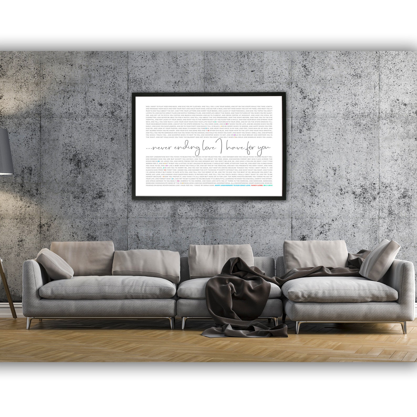 Song lyric wall art Any Customised Text Art Husband's Etsy