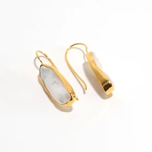 Pearl Earrings, Natural Freshwater Pearl, Pearl Drop Earrings Gold, 22K Gold Plated Earrings, Handmade Pearl Earrings, White Pearl Earrings