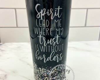 Black Holographic Oceans Song Lyrics 22oz Stainless Steel Glitter Tumbler - Free personalization with name monogram etc