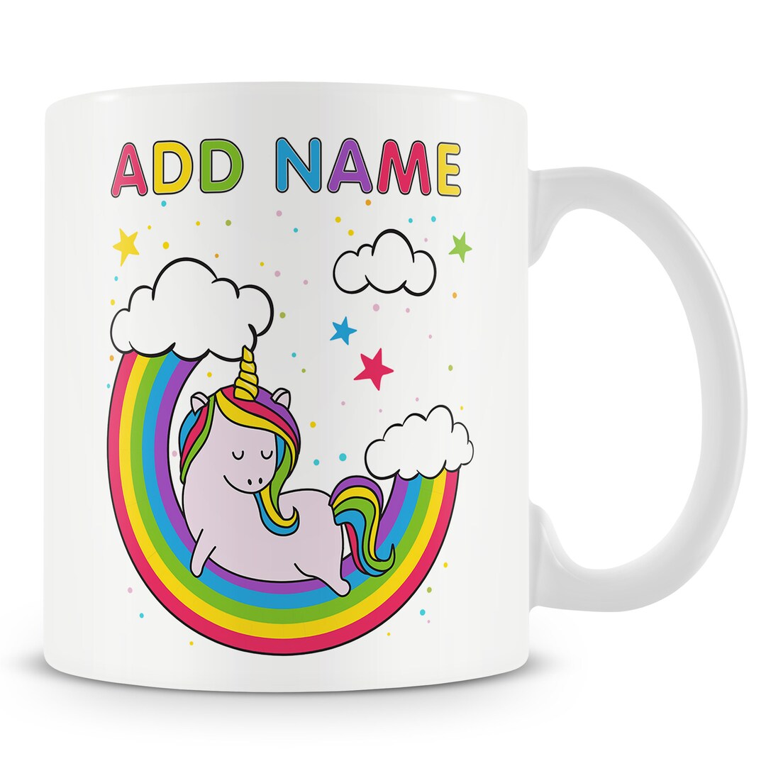 Unicorn Mug Personalised Cup With Name Unicorn Rainbow - Etsy