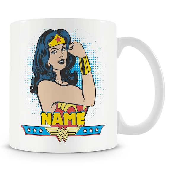 Personalised Name Mug Wonder Woman Superhero Cup Customise with Name