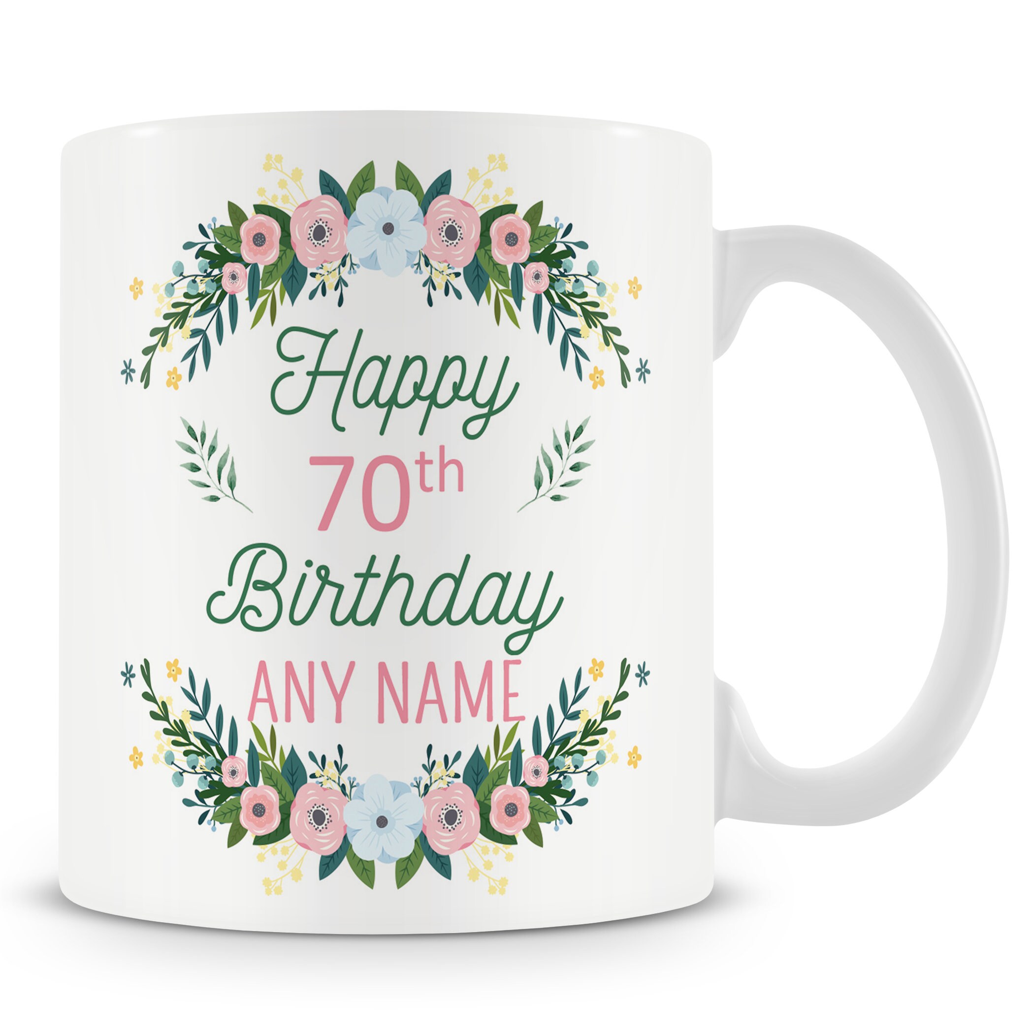 70th Birthday Mug Birthday Flowers Etsy