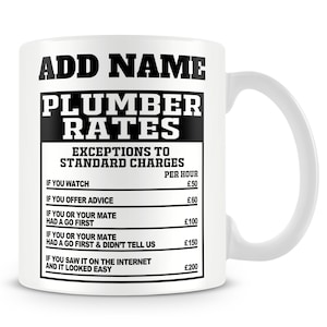 Plumber Mug Personalised Gift - Plumber Rates image 1