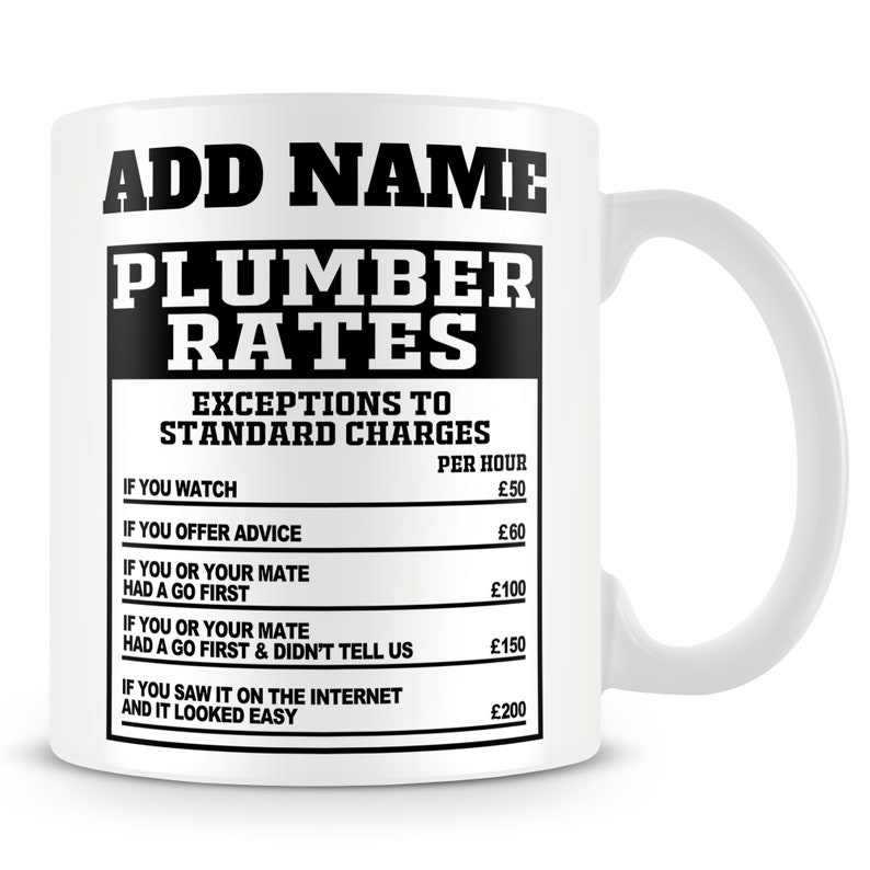 Plumber Mug Personalised Gift - Plumber Rates image 1