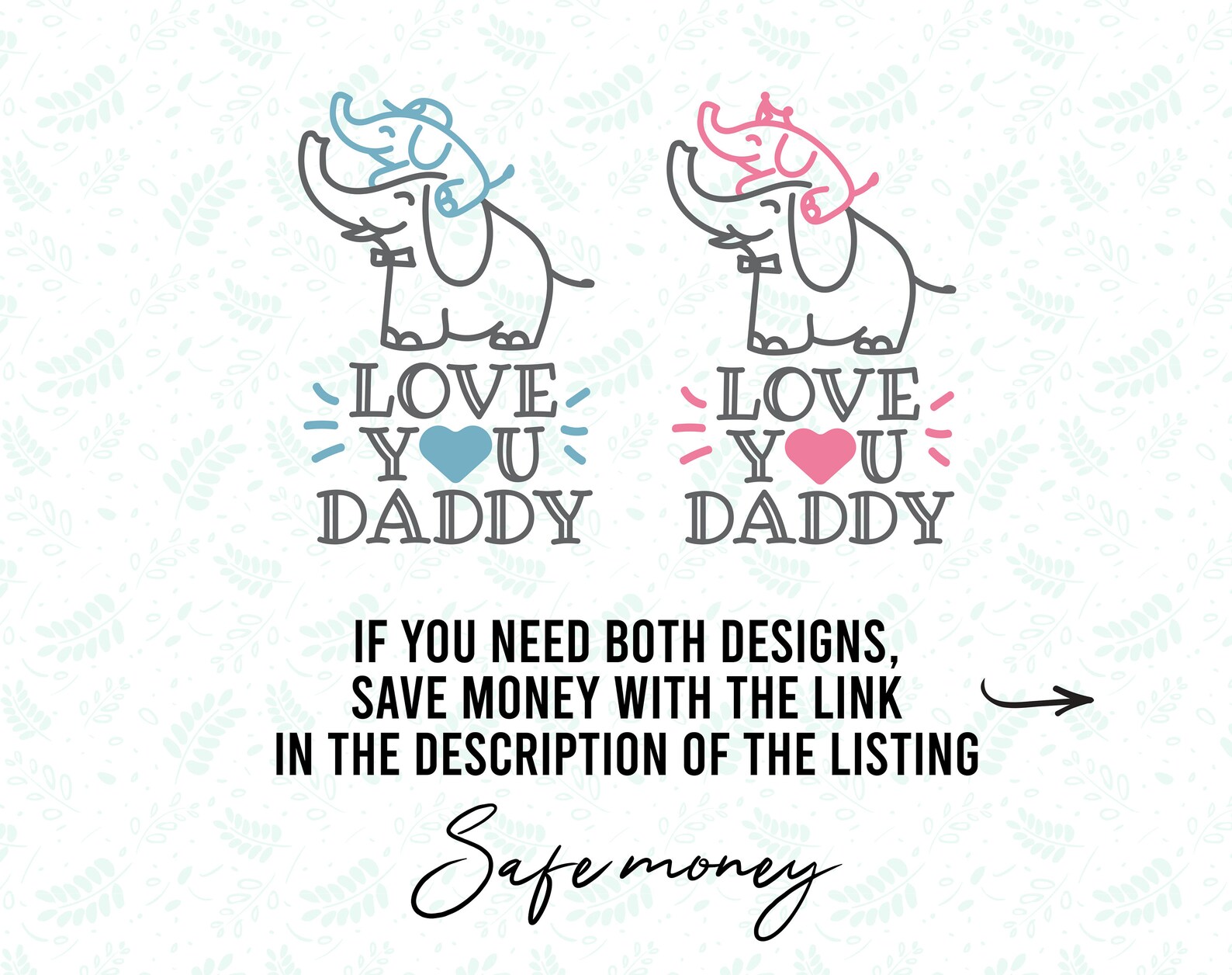Download Fathers day onesie svg dad elephant and baby girl Happy | Etsy
