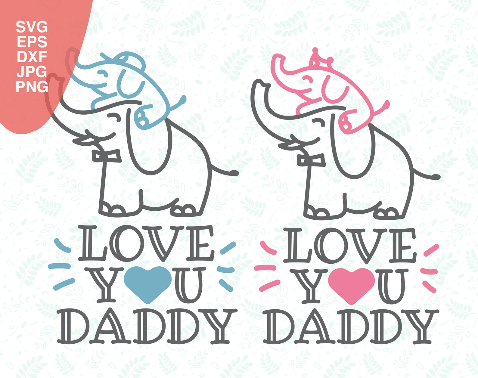 Fathers Day Onesie Svg Daddy Elephant and Baby I Love You - Etsy