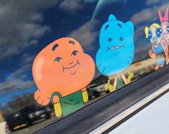 Gumball And Darwin Car Decal | Diecut Laptop Sticker | Funny Meme Window Peeker