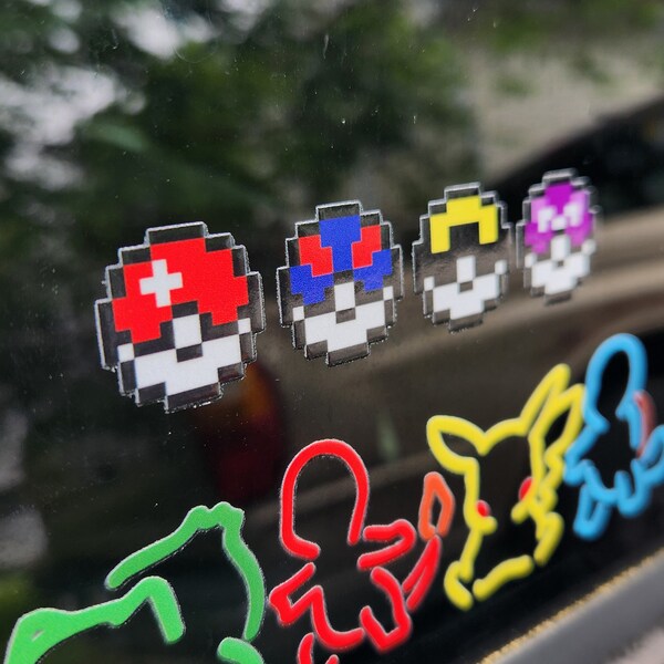 Mini Poke ball Sticker Pack | 8 Bit GBC Poké ball Stickers | Poke Great, Ultra, Master Ball | Cute Phone Case, Window, Switch Accessories