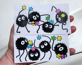 Studio Ghibli Soot Sprites Car Decal | Cute Vinyl Anime Sticker For Car | Waterproof Susuwatari PC Decor | My Neighbor Totoro Spirited Away