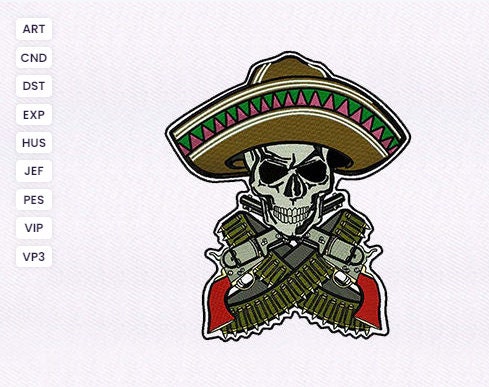 Day Of The Dead El Bandito Outlaw Skeleton Skull With Mexican Sombrero  Figurine