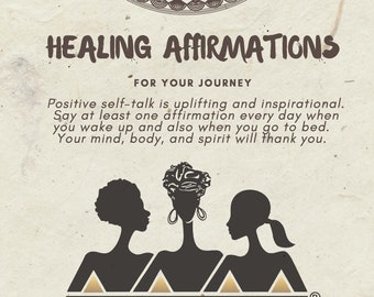 HEALING AFFIRMATIONS, Positive Daily Affirmation, Inspiration Affirmations Instant Download PDF, Self-Affirmations, Healing & Self Love Gift