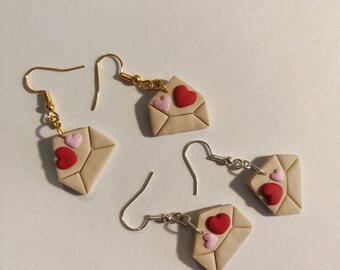 Love Letter Earrings - Handmade Polymer Clay Love Note Earrings