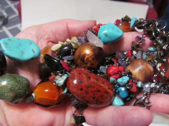 Yousi Boho lots of colorful stones signed necklace - image 2