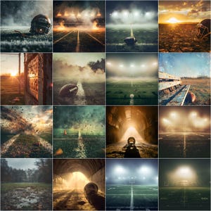 Vintage Football Digital Backdrop Bundle, Football Field Backgrounds for Custom Sports Posters, Banners, Portraits, Composites & Photography