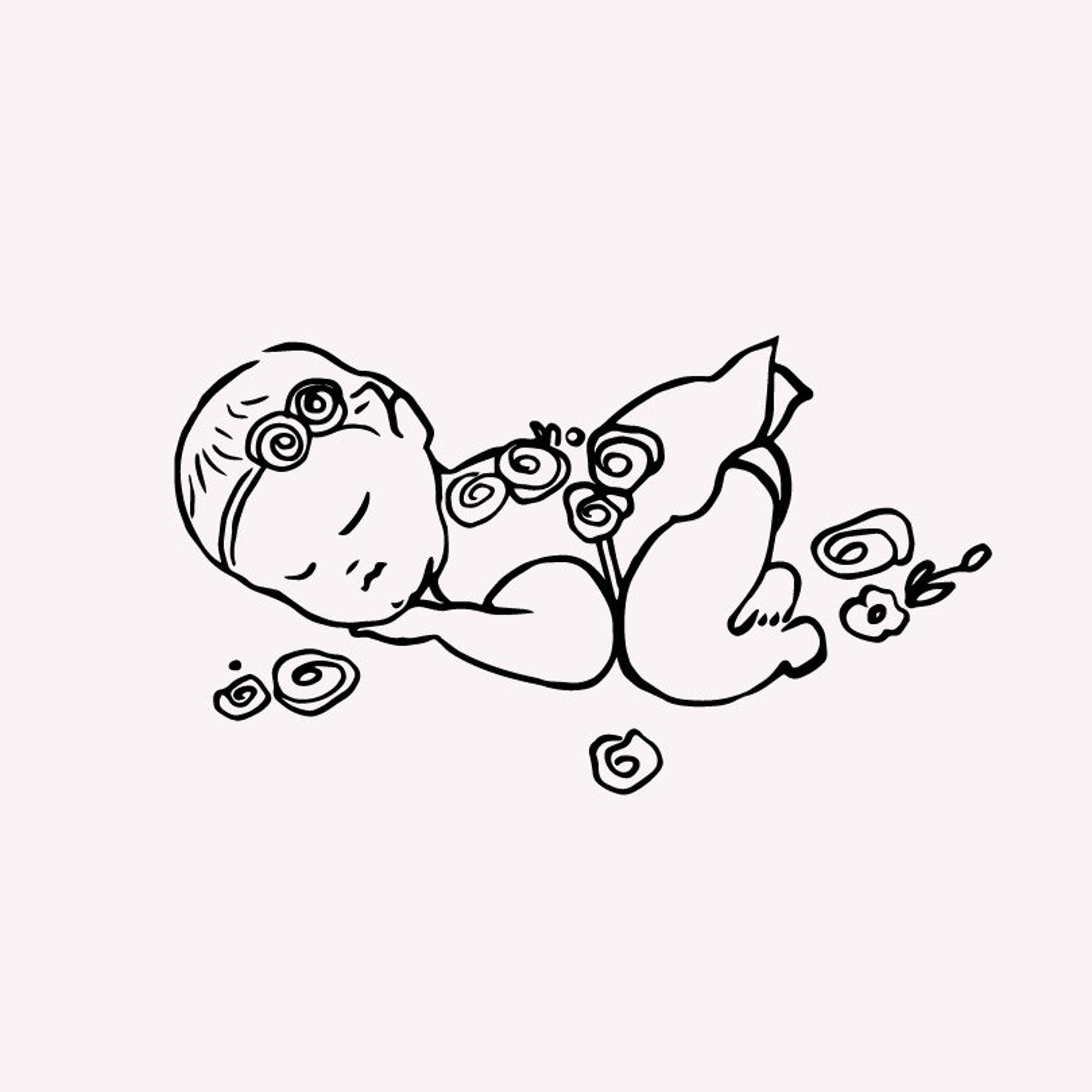 Newborn Baby Girl Vector Clipart New Baby Cute Illustration Etsy