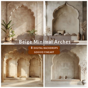 Beige Indian and Persian Minimal arch digital maternity photo backdrop Boho wedding backdrop studio photo background fine art texture wall