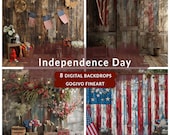 Vintage themed Independence Day digital photo backdrop, 4th of July Vintage Patriotic studio portrait digital photo backgrounds backdrops