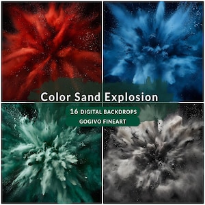 Farbe puder Burst digitaler Hintergrund | Farbsand Explosion Sportfotografie Kulissen für Senioren Porträt, benutzerdefinierte Sportbanner & Poster