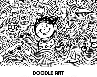 Doodle Art Hand Drawn Clipart Child Dream Vector Illustration EPS PNG SVG Files scrapbook supplies | Instant Download