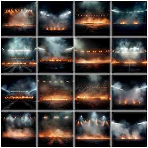 Stadium Lights Photography Backdrop Overlays, Friday Night Lights, Fire, Fog, Smoke (Digital Download)