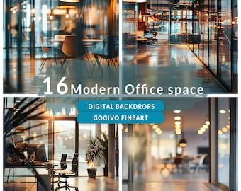 Op de afbeelding: Vier afbeeldingen van een moderne kantoorruimte met grote ramen, glazen wanden en modern meubilair. De afbeeldingen tonen verschillende perspectieven van het kantoor, waaronder een vergaderruimte, een gang en een werkplek. Het kantoor is ingericht met planten en heeft een warme, uitnodigende sfeer.