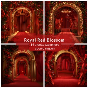 Luxury red Floral Maternity digital backdrop overlay Floral Wedding digital photo backdrops Maternity studio background fine art textures