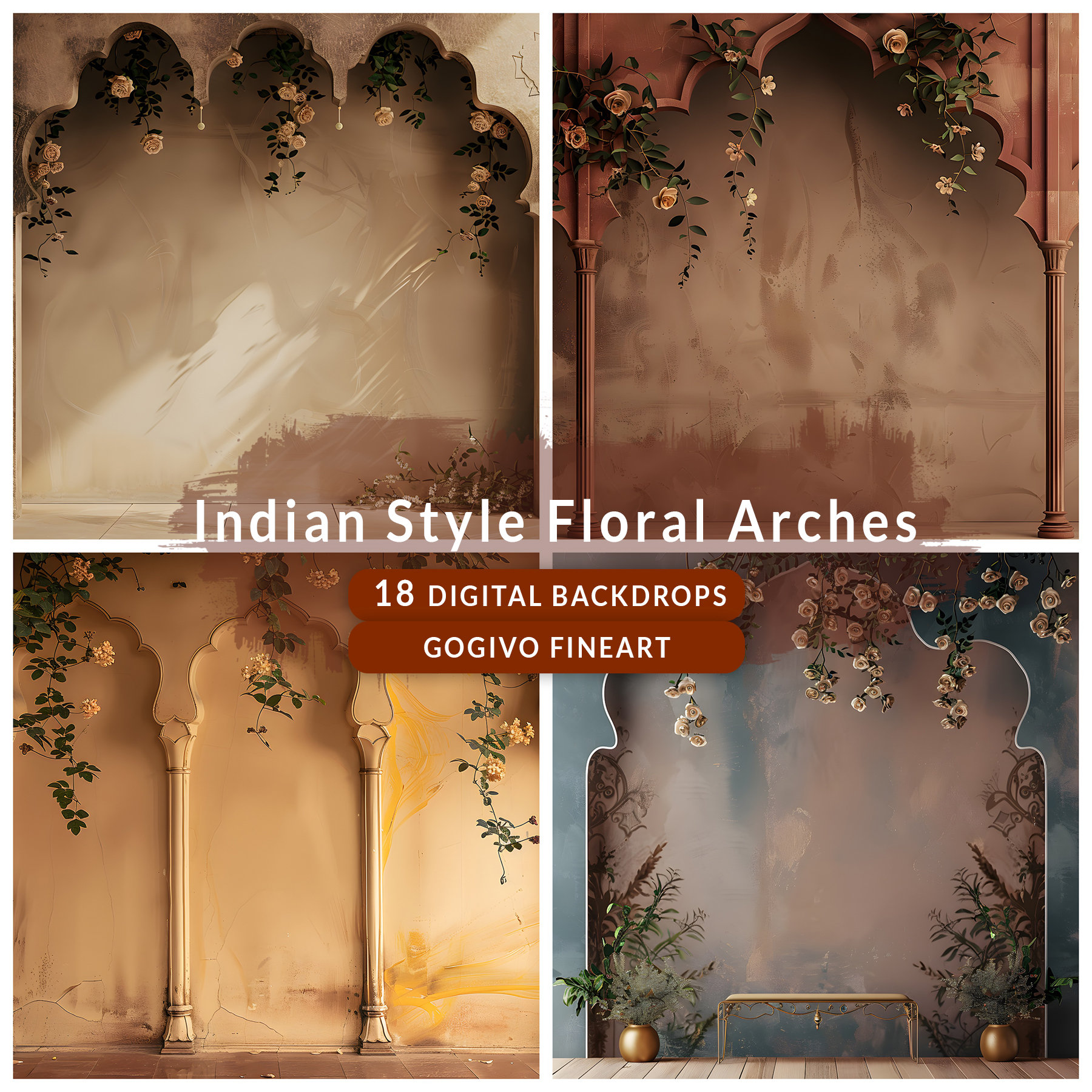 Indische Blumen minimal Bögen Mutterschaft digitale Foto Kulisse Hochzeit Hintergrund Studio Foto Hintergrund Fine Art Texture Wand Kulissen