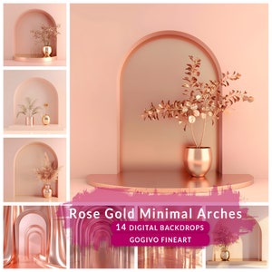 Rose Gold Minimal Arches Set Digital Backdrops, Maternity Backdrop Overlays, Studio Backdrop Overlays, Fine Art Textures, Digital Background