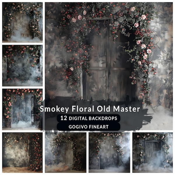 Old Master Maternity digital backdrop Smoky Floral texture wall studio wedding backdrops Photography Grunge Background fine art textures