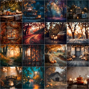 100 Autumn Digital Backdrops, Fall Photography Backgrounds, Photoshop Overlays, Maternity and Wedding Studio Backdrops for Photographers