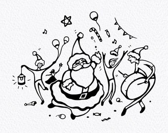 Christmas Carol Clipart Hand Drawn Merry Christmas Vector Illustration Dancing Happy Santa Claus Digital SVG EPS PNG | Instant Download