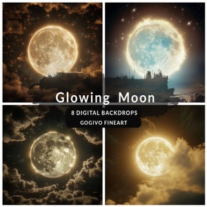 Glowing moon digital backdrop Maternity digital backdrop overlay studio portrait  backdrops Photoshop textures Newborn backdrops full moon