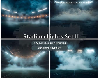 Friday Night Light Stadium Light Backdrop Overlays - Sports Photography Digital Backdrops for Football and Game Night Photoshop Composites