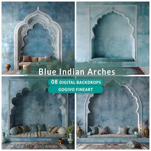 Indian Minimal Blue arches maternity digital photo backdrop wedding backdrop studio photo background fine art texture wall backdrops