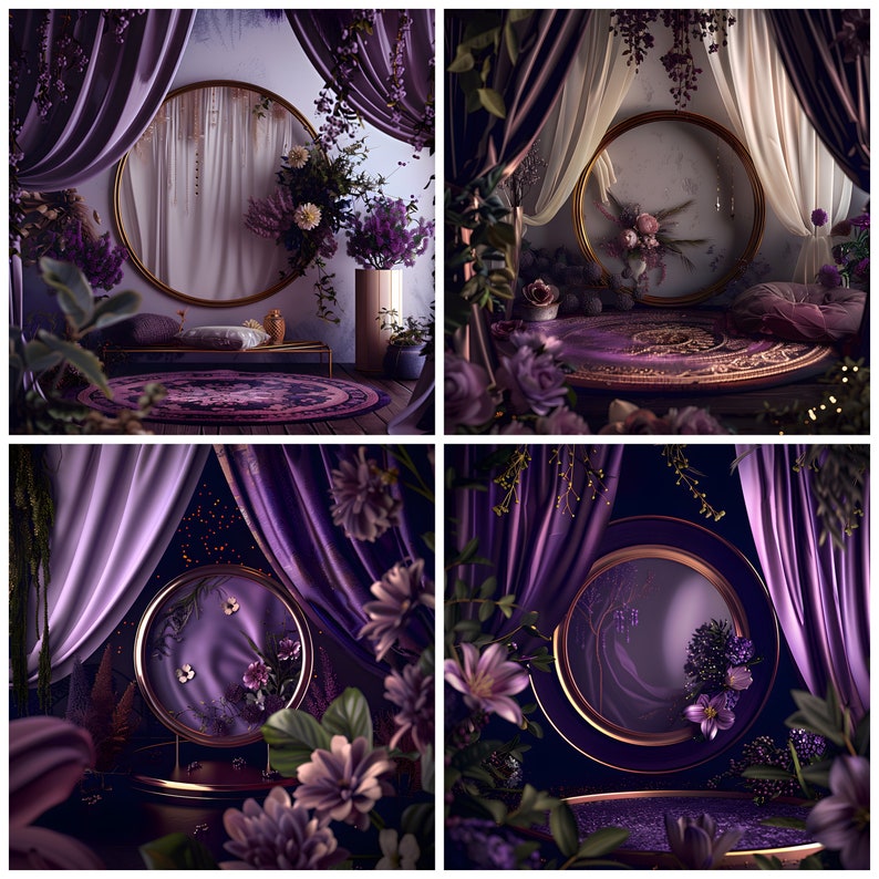 Elegant Purple Digital Backdrop, Maternity Digital Studio Backdrop ...