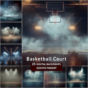 Basketball Court Digital Backdrops for Sports Photography | Fog, Smoke, Basketball Background For Custom Sports Posters, Senior Portraits