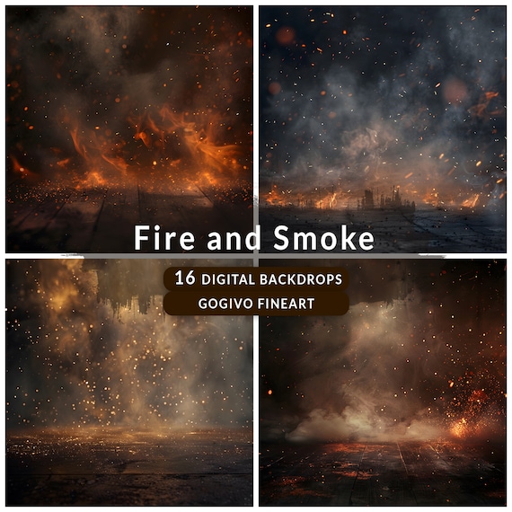 Smoke Fire and Spark digital backdrop overlay for composite photography, sports backgrounds, smoke and fire effect texture photo background